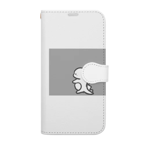 ゆるかわ恐竜 グレー Book-Style Smartphone Case