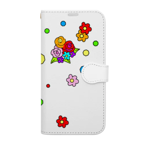 カラフル フラワー　花色 Book-Style Smartphone Case