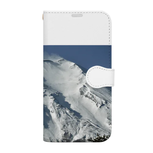 冠雪した富士山_003 手帳型スマホケース