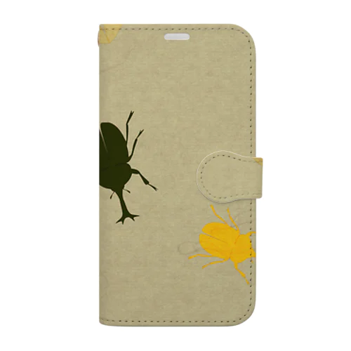 カブトムシとフラワー Book-Style Smartphone Case