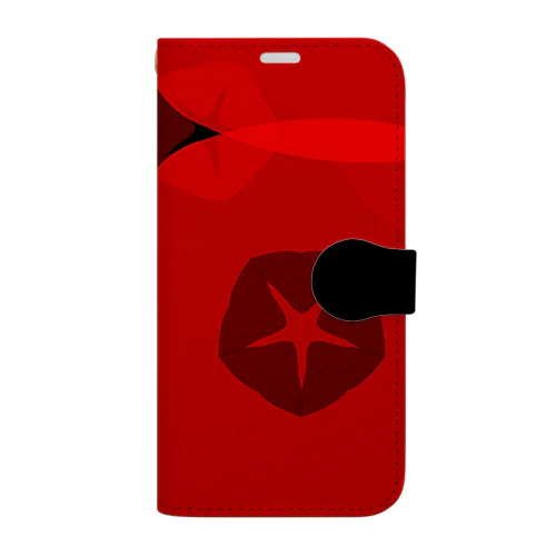 朝顔とひまわり Black & Red Book-Style Smartphone Case