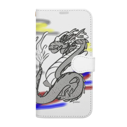 龍　和柄　願い Book-Style Smartphone Case