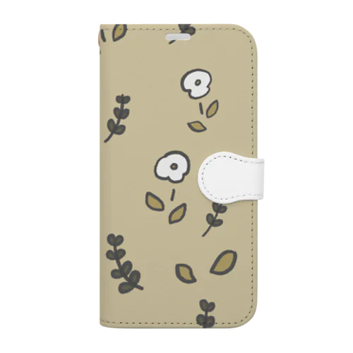 花と葉っぱ(ベージュ) Book-Style Smartphone Case