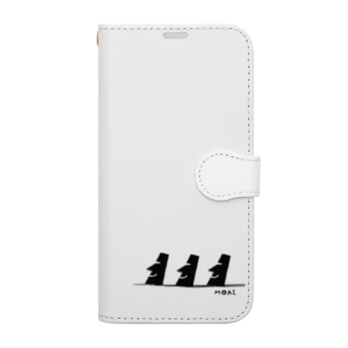 今日もモアイが3人並んでるモアイ☆ Book-Style Smartphone Case