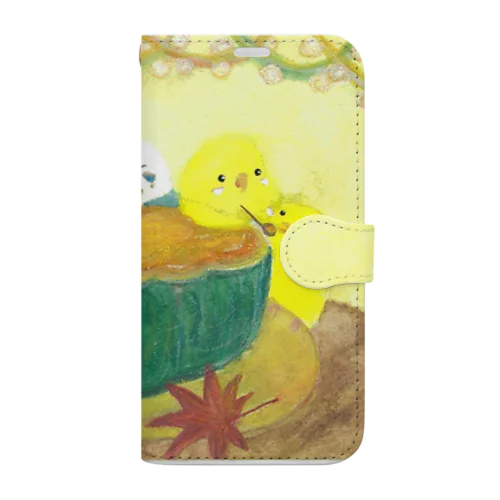 「カボチャプリンとインコたち」 Book-Style Smartphone Case