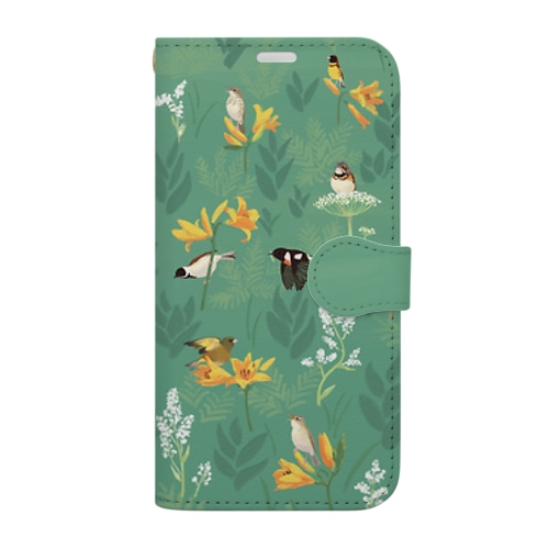 原生花園の野鳥 Book-Style Smartphone Case