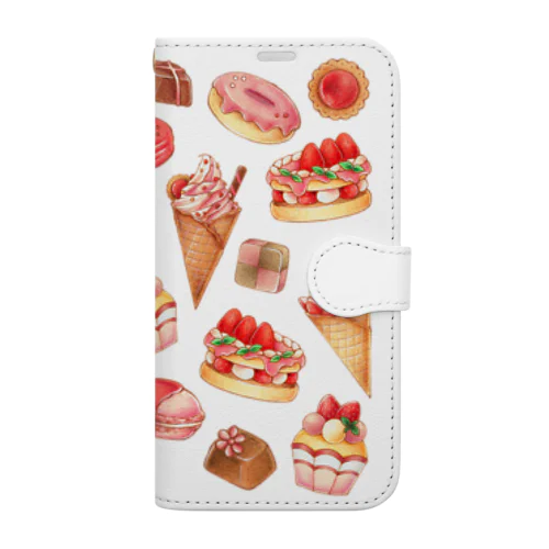 食べ物-いちごスイーツ- Book-Style Smartphone Case