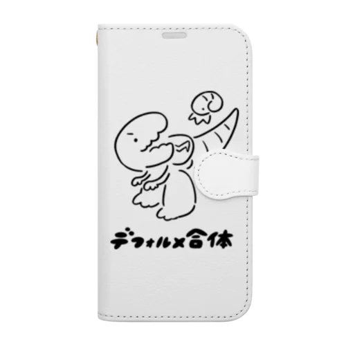 ティラノとアンモ（黒線） Book-Style Smartphone Case