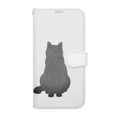 エモめの黒猫 手帳型スマホケース