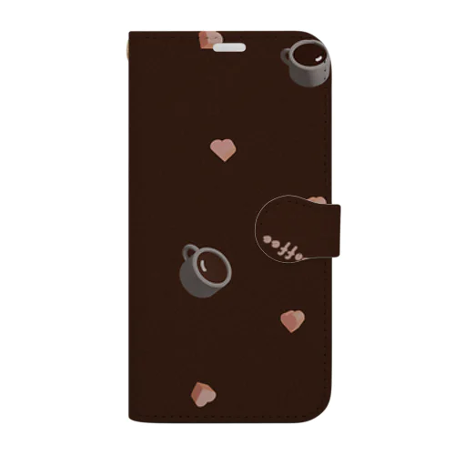  コーヒーとチョコレート休憩タイム　BROWN Book-Style Smartphone Case