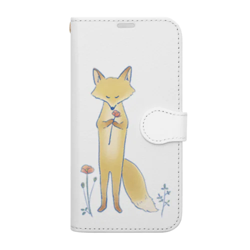 きつねとお花 Book-Style Smartphone Case