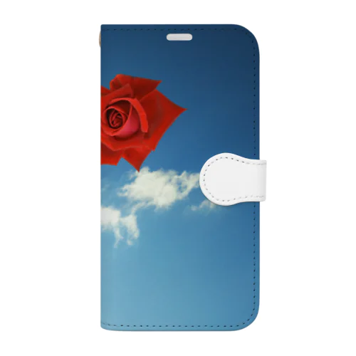 青い空と赤い薔薇 Book-Style Smartphone Case