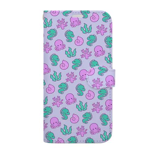 ウツボとタコと海の生き物たち (Violet) Book-Style Smartphone Case