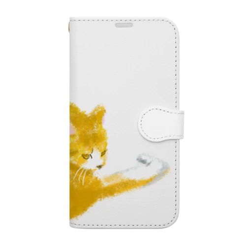 毛繕い中のきなこ(手帳型スマホケース) Book-Style Smartphone Case