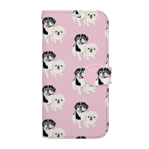 狆ちゃん＆ペキちゃん Book-Style Smartphone Case