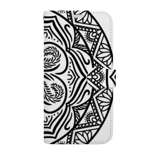 マンダラアート(線画・ヘナタトゥー) Book-Style Smartphone Case