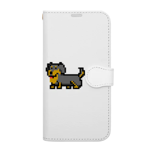 ドット絵犬（ミニチュアダックス） Book-Style Smartphone Case