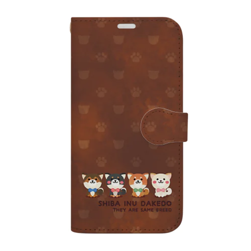 夢の４柴犬（手書き風ムラあり） Book-Style Smartphone Case