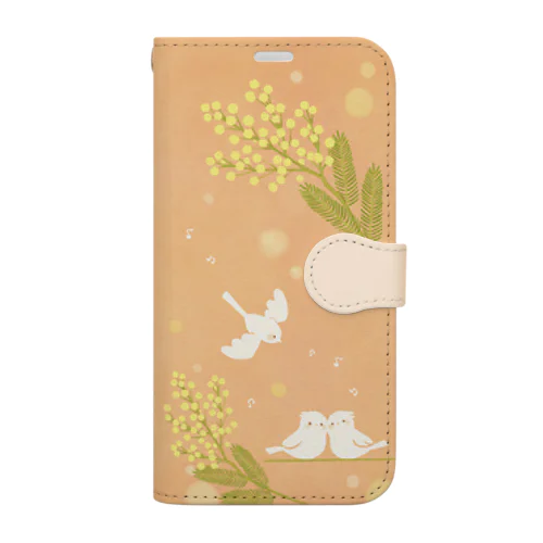 ミモザ小鳥 Book-Style Smartphone Case