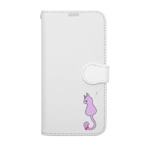 ★根古水ヒメ着用アイテム★『ネコのノルちゃん』(ラベンダー) ฅ^ơωơ^ฅ♡ Book-Style Smartphone Case