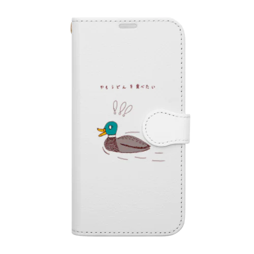 ユーモアデザイン「鴨うどんを食べたい」 Book-Style Smartphone Case