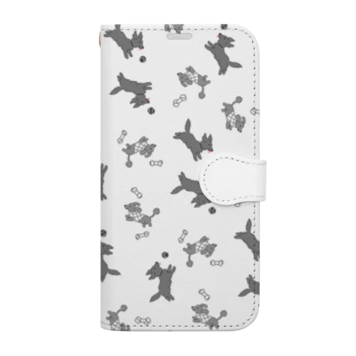 げんきいっぱいわんこ柄(黒っぽ犬) Book-Style Smartphone Case