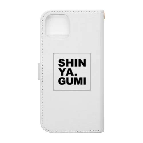 SHINYAGUMI黒 手帳型スマホケース