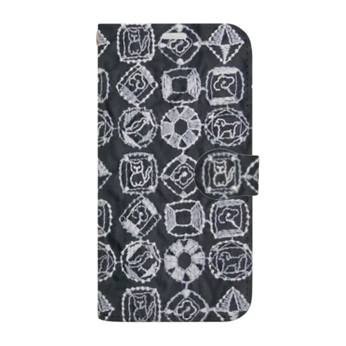 刺繍Diamond black 手帳型スマホケース Book-Style Smartphone Case