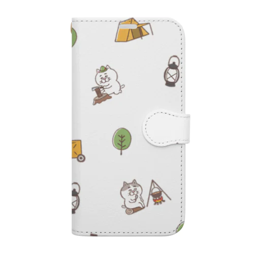 目つきの悪い猫（CAMP）ホワイト Book-Style Smartphone Case