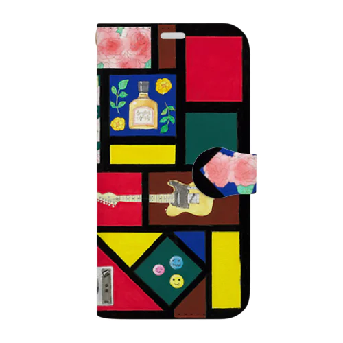 レトロな和とロック Book-Style Smartphone Case