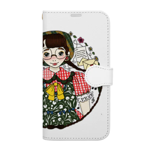 おさげでメガネの女の子 Book-Style Smartphone Case