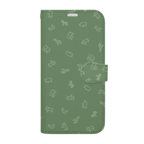 サファリアニマルズ MossGreen Book-Style Smartphone Case