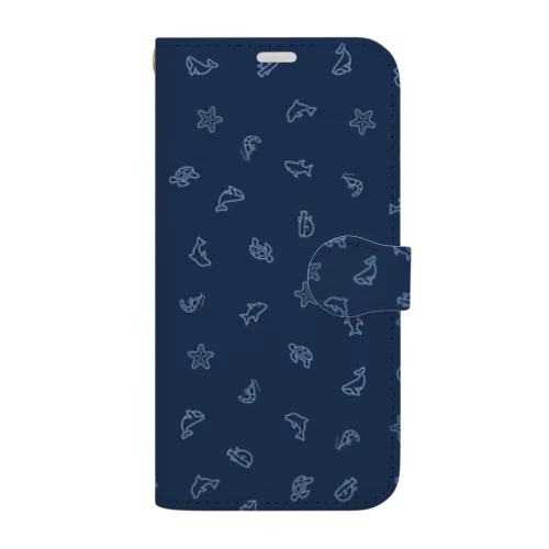 マリンアニマルズ1 Indigo Book-Style Smartphone Case