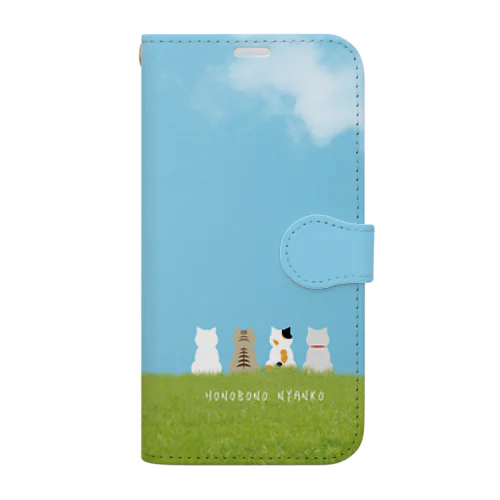 ほのぼのにゃんこ手帳型iPhoneケース Book-Style Smartphone Case