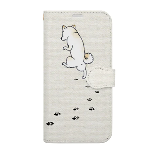 足あと柴（白柴） Book-Style Smartphone Case