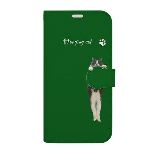 ぶら下がり猫（ハチワレグレー）iPhone13専用 Book-Style Smartphone Case