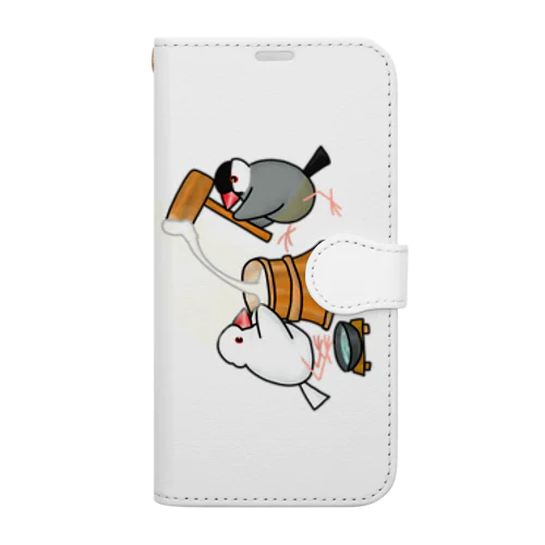 餅つき文鳥ず 縦長 Book-Style Smartphone Case