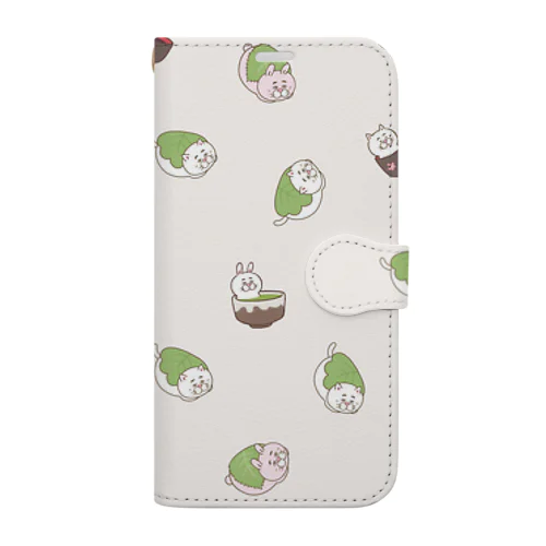 和菓子にゃんこ Book-Style Smartphone Case