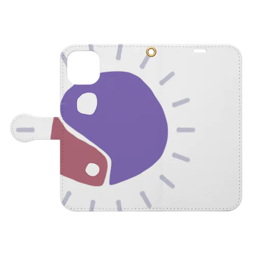 ゆるマガタマ（赤茶×紫） Book-Style Smartphone Case
