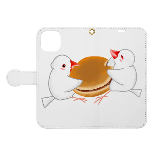 どら焼きと文鳥ず 手帳型スマホケース