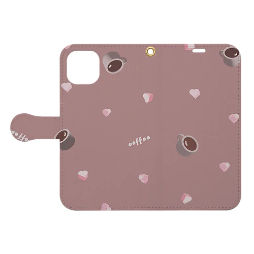 コーヒーとチョコレート休憩タイム　PINK Book-Style Smartphone Case