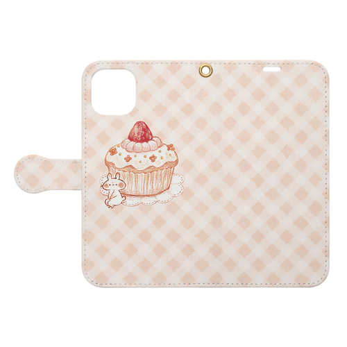 カップケーキとうさぎ(おおきい) Book-Style Smartphone Case