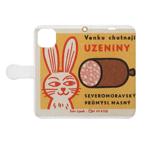 チェコ　ウサギとソーセージ 手帳型スマホケース