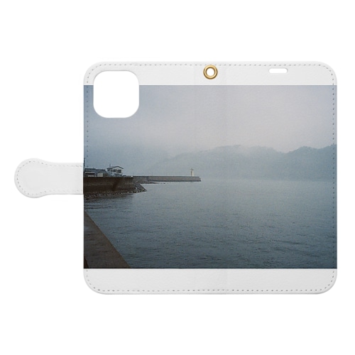 雨の日の海と白い灯台 Book-Style Smartphone Case