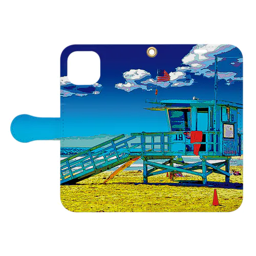 アメリカ ベニスビーチのライフガードステーション Book-Style Smartphone Case
