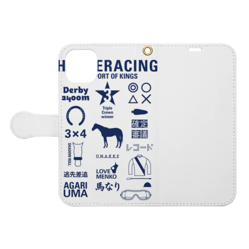 HORSERACING GRAPHICS 紺 手帳型スマホケース