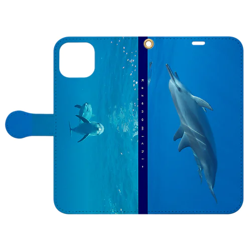 イルカの手帳型スマホケースv1.1、ハワイ島と御蔵島 Book-Style Smartphone Case