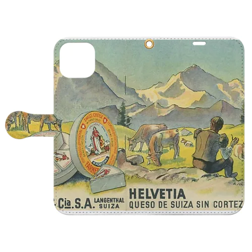 スペインで販売されたスイスチーズ 1950年代　リトグラフ 手帳型スマホケース
