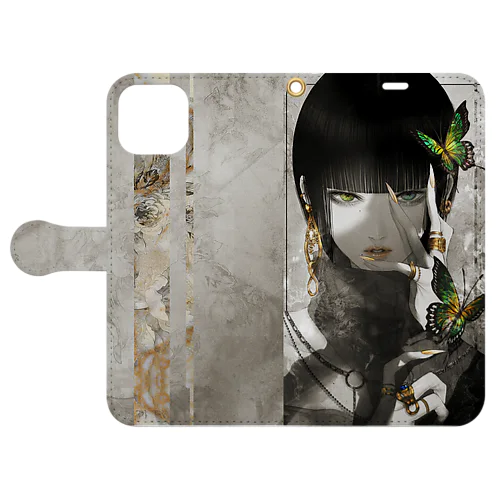 swallowtail butterfly 黒白ver. Book-Style Smartphone Case