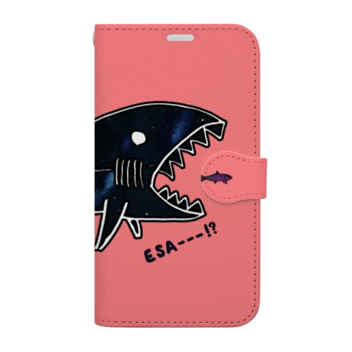 サメとイワシ(ピンク) Book-Style Smartphone Case